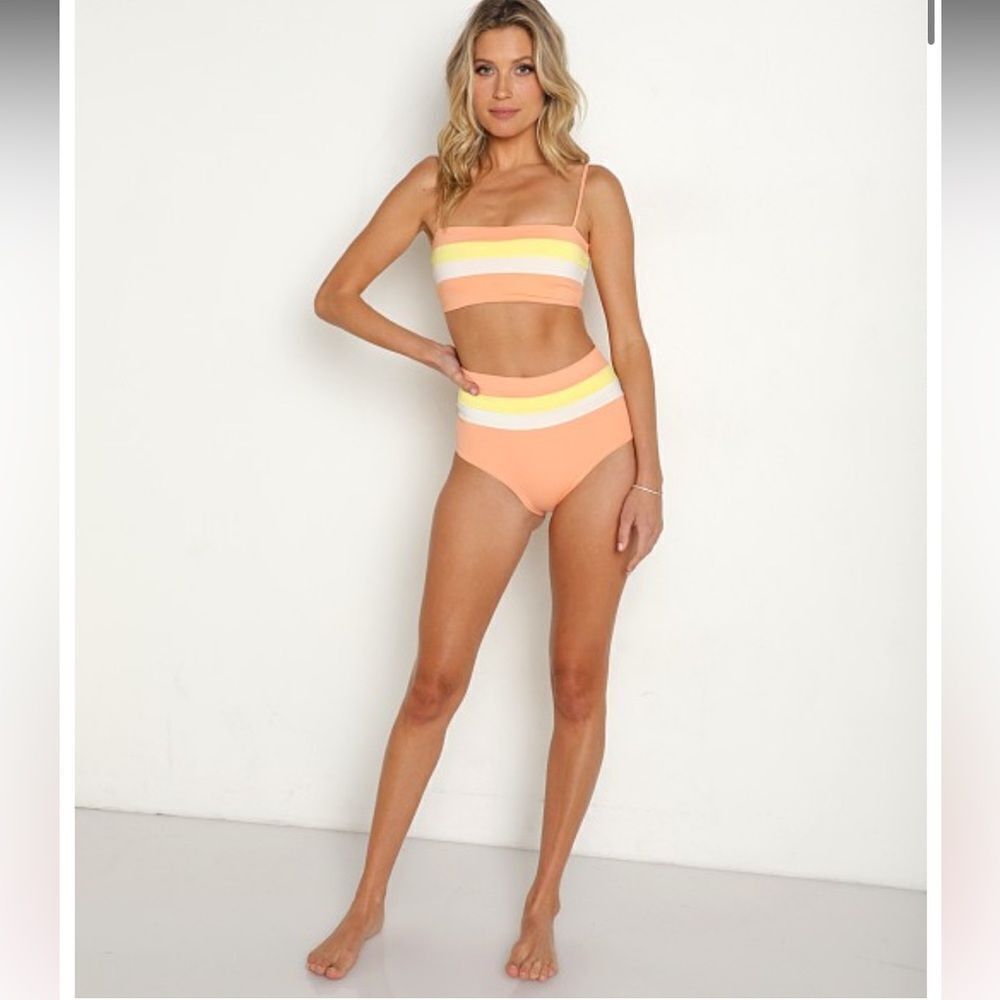 L*Space Orange and Yellow Bikini Retro-Inspired Swimwear S/XS Set